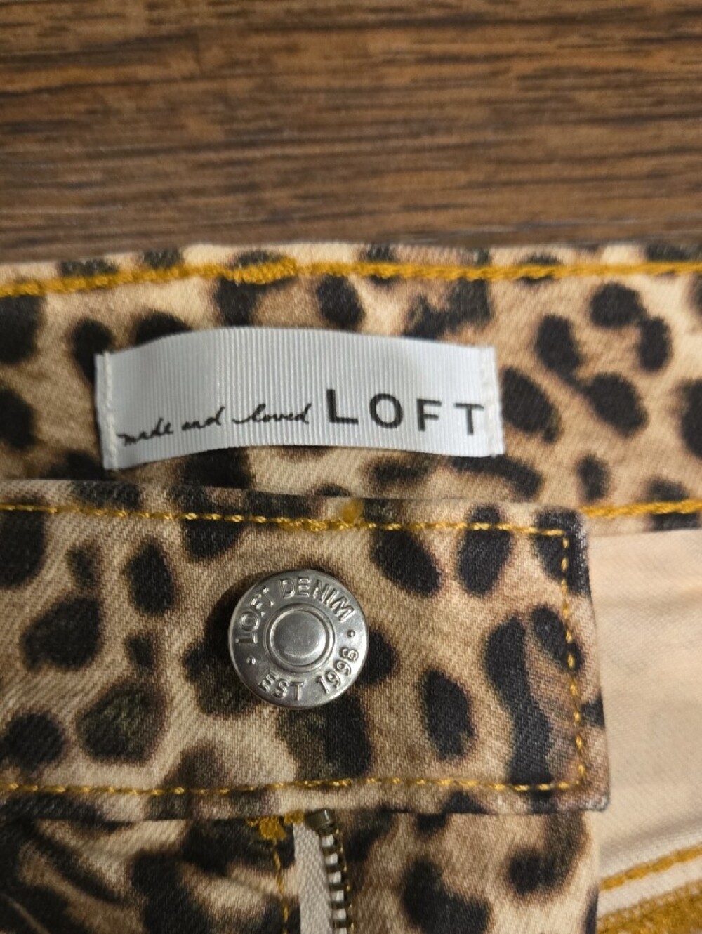 LOFT Leopard Print Wide-Leg Jeans - Tan and Brown - Picture 2 of 6